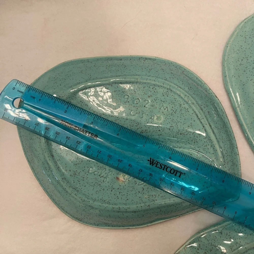 Vtg Rare Mid Century Ceramic Ashtrays (3) Calif Orig 902 USA Atomic Teal Green